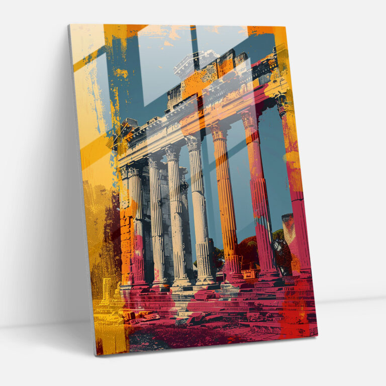 Pop Art Roma Mimarisi Cam Tablo Sanatı - Klasik+Popart Cam Tablo Ev Dekorasyonu Cam Tablo Baskı