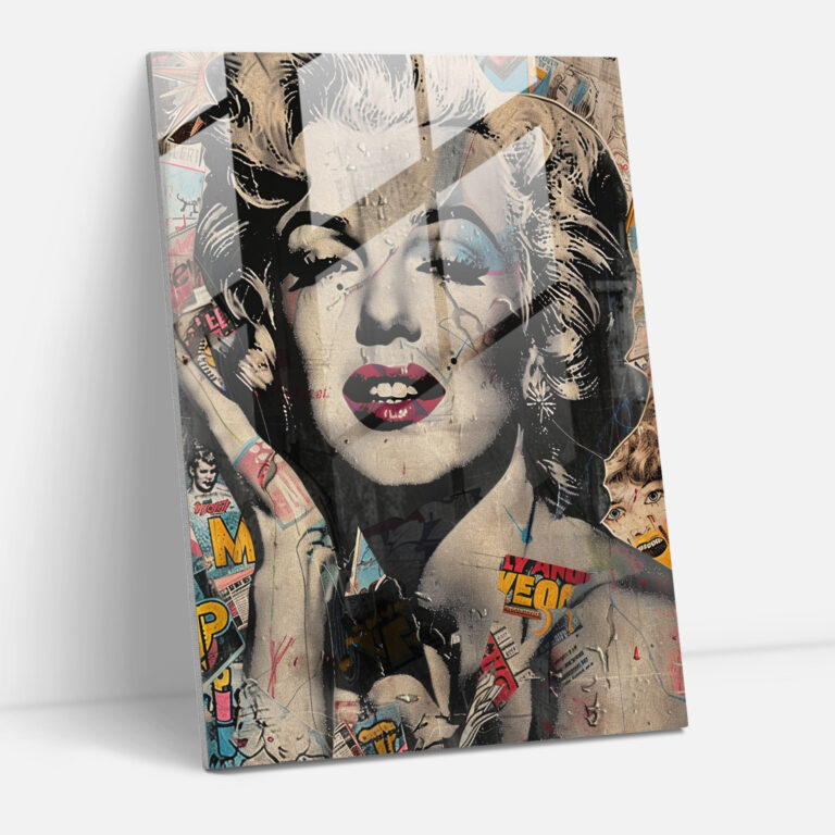 Pop Art Marilyn Cam Tablo - Klasikizm+Popart Cam Sanatı Cam Duvar Sanatı Modern Sanat