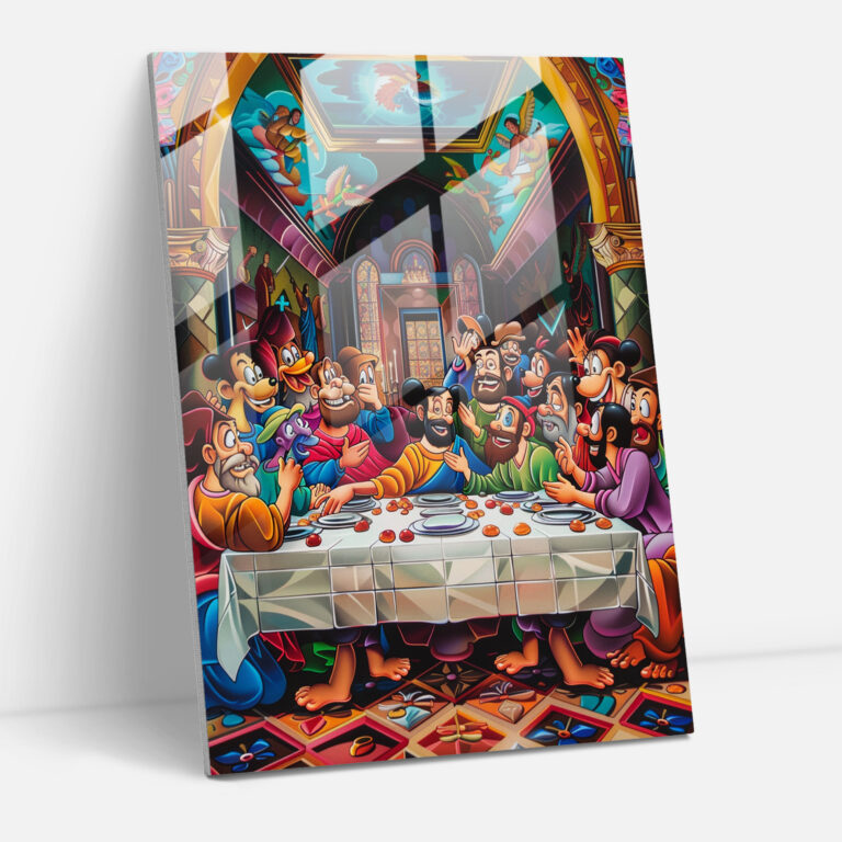 Klasik Pop Sanat Son Akşam Yemeği Cam Tablo - Klasizm+Popart Modern Sanat Cam Sanatı Ev Dekorasyonu