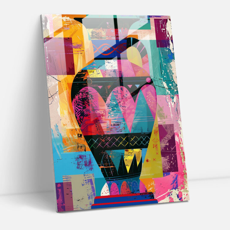 Yunan Vazosu Pop Art Cam Tablo - Klasikçilik ve Pop Art Pop Art İle Klasikçilik Cam Duvar Sanatı Cam Tablo