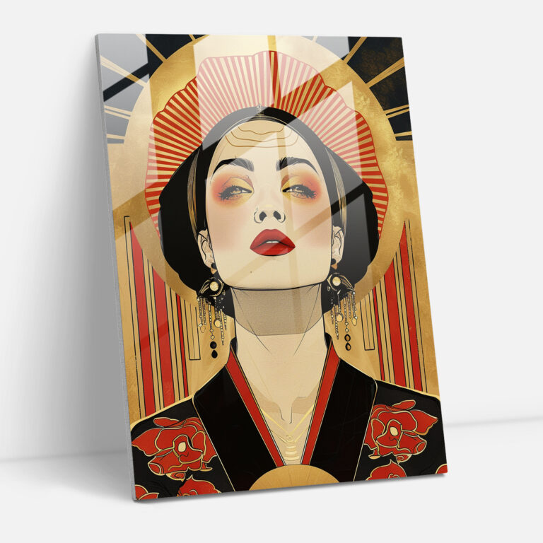 Klasik Pop Art Cam Tablosu - Klasikizm+Popart Modern Sanat Ev Dekorasyonu Cam Duvar Sanatı