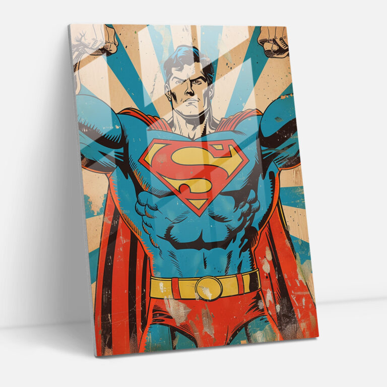Comic Hero Klasik Cam Tablo - Klasik+Popart Pop Art ile Klasik Duvar Dekorasyonu Modern Sanat