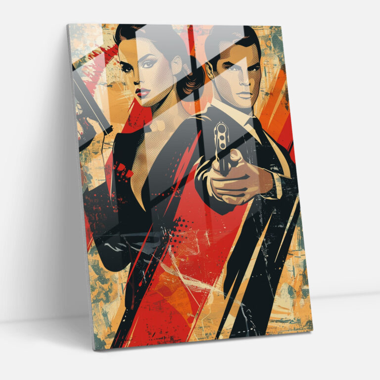 Retro Sinema Klasikçiliği Cam Tablo Sanatı - Klasikçilik ve Popart Modern Sanat Ev Dekorasyonu Popart ile Klasikçilik