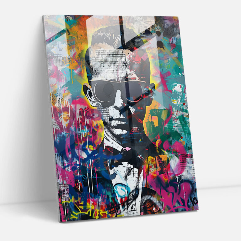 Pop Art ile Klasikçilik Duvar Süsleme - Viktoriyan Portre Modern Sanat Graffiti Arka Planlı Kanvas Tablo