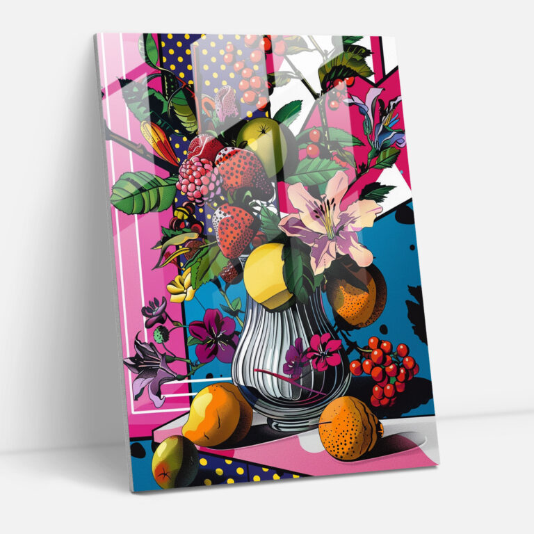 Pop Art Natürmort Cam Tablo - Klasikizm+Popart Modern Sanat Duvar Dekorasyonu
