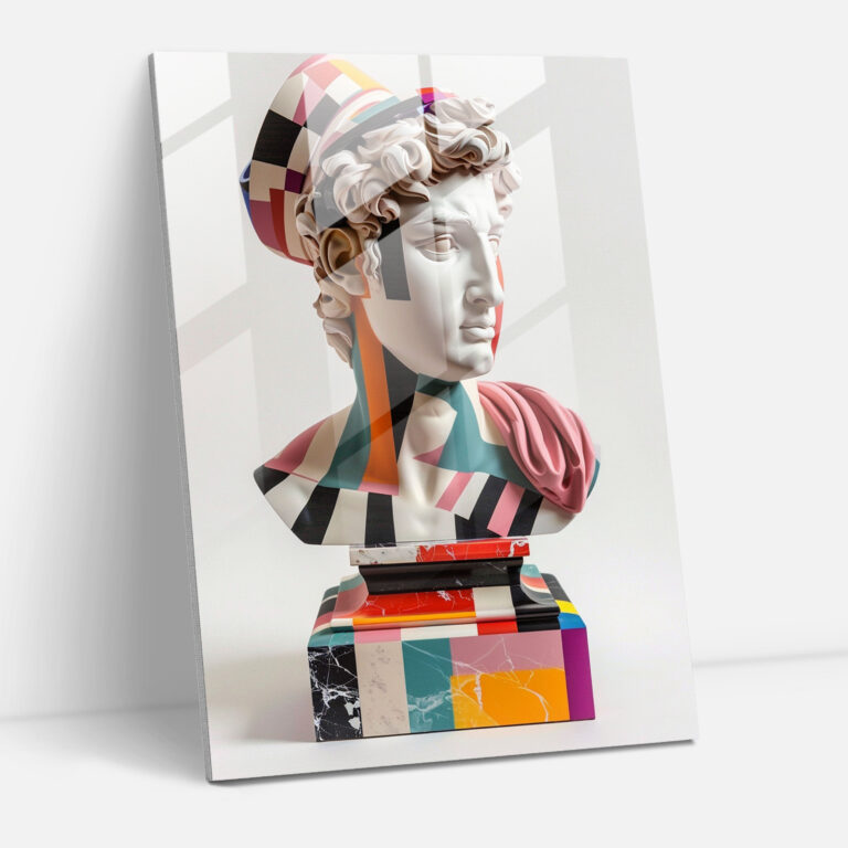 Klasizm ve Pop Art Duvar Dekorasyonu - Klasizm ve Pop Art Birleşimi Cam Tablo Modern Sanat