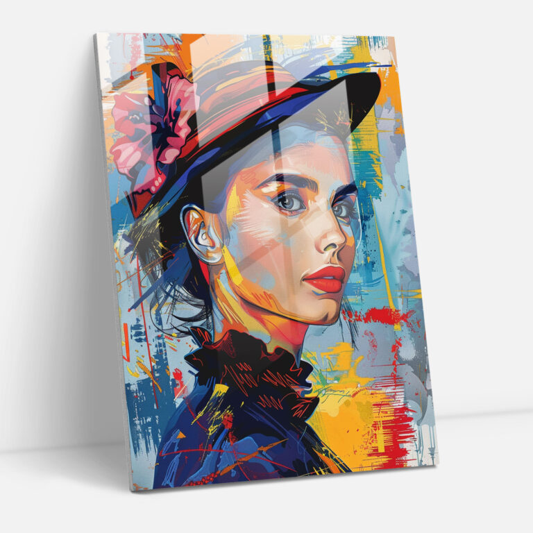 Klasizm ve Pop Sanat Cam Tablosu - Asil Kadın Ev Dekorasyonu Duvar Dekorasyonu