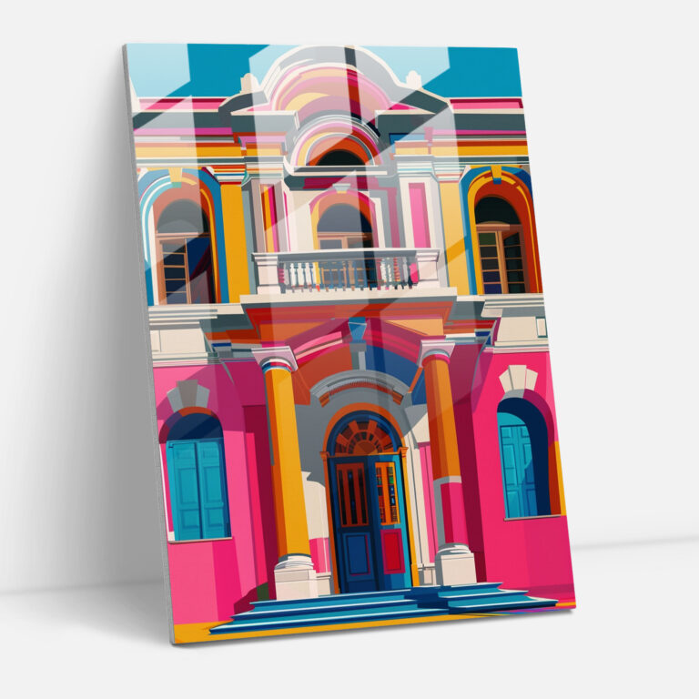 Pop Art Mimarisi Cam Tablo Sanatı - Klasizm+Popart Modern Sanat Canlı Renkler Ev Dekorasyonu
