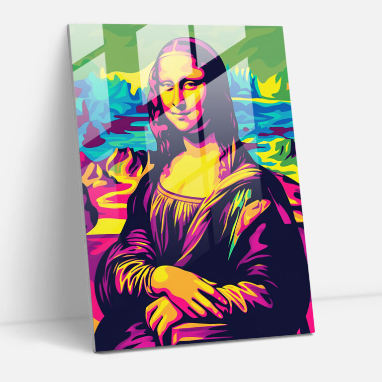 Pop Art Mona Lisa Cam Tablo - Klasikizm+Popart Duvar Dekorasyonu Modern Sanat Cam Duvar Sanatı