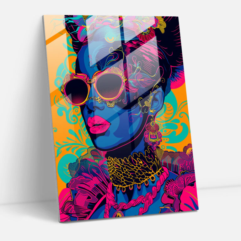 Neon Rokoko Cam Tablo - Klasizm+Popart Ev Dekorasyonu Cam Duvar Sanatı Duvar Dekorasyonu