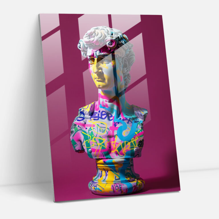 Graffiti Heykel Cam Tablo - Klasizm+Popart Klasizmi Pop Sanatıyla Birleştirin Cam Duvar Sanatı Modern Sanat