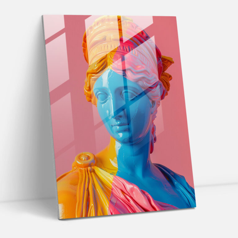 Tanrıça Pop Art Cam Duvar Sanatı - Klasikizm ve Pop Art Tarzını Birleştirin Ev Dekorasyonu Cam Duvar Sanatı