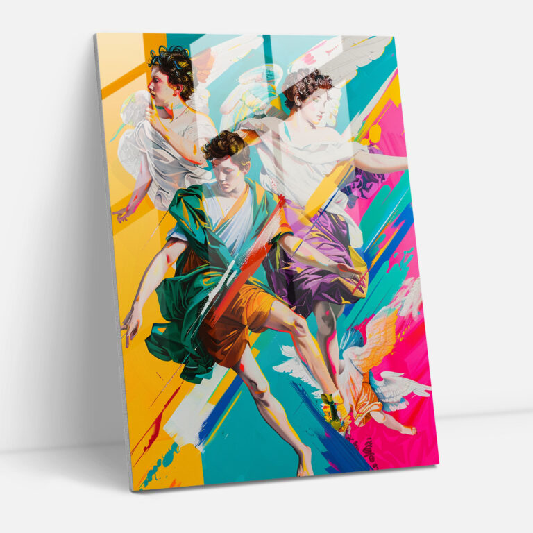 Klasik Melekler Pop Sanat Cam Tablosu - Klasikizm ve Pop Sanatı Cam Sanatı Klasikizmi Pop Sanatı ile Birleştirir Duvar Dekorasyonu
