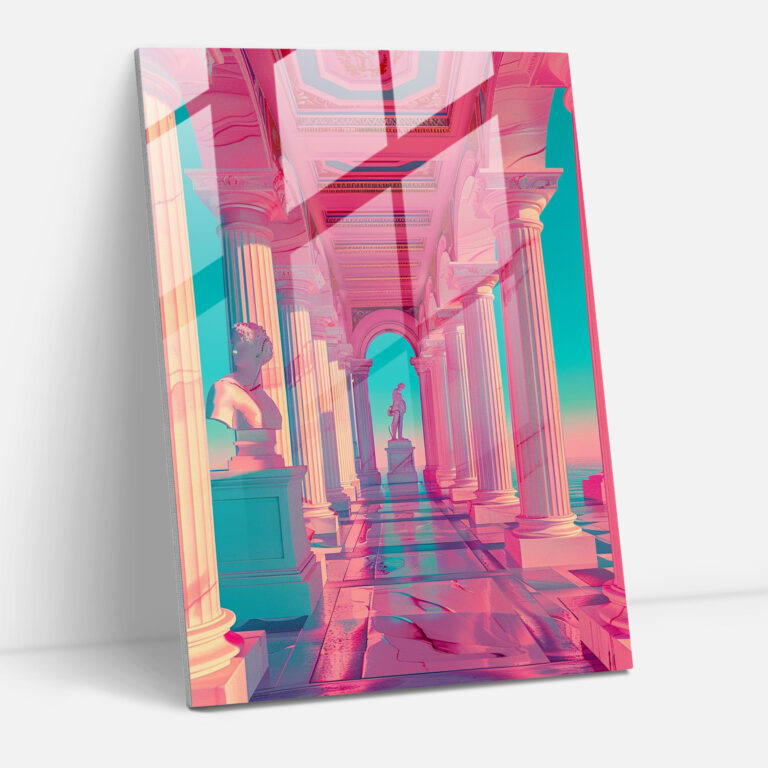 Neon Roma Mimarisi Cam Tablosu - Klasikizm ve Pop Art Ev Dekorasyonu Modern Sanat Duvar Dekorasyonu