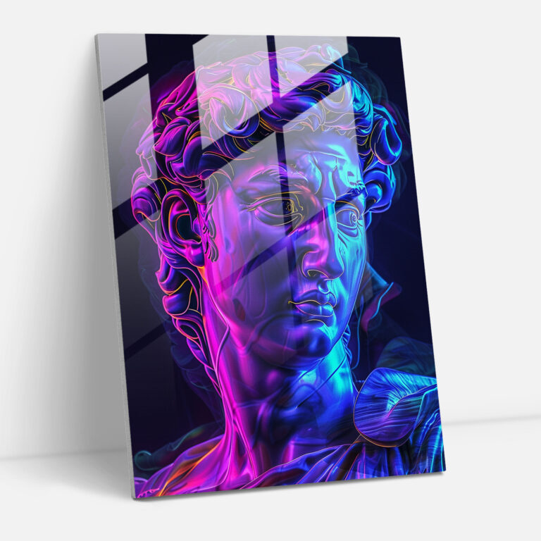 Neon Yunan Cam Duvar Sanatı - Klasikizm ve Popart Klasikizmi Pop Sanatıyla Birleştirin Cam Tablo Cam Duvar Sanatı