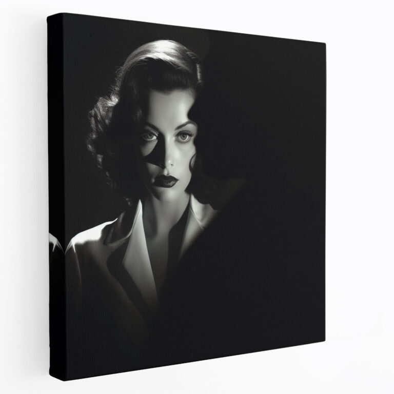 Klasik Film Noir Femme Fatale Duvar Sanatı - Gizemli Femme Fatale Kanvas Tablo