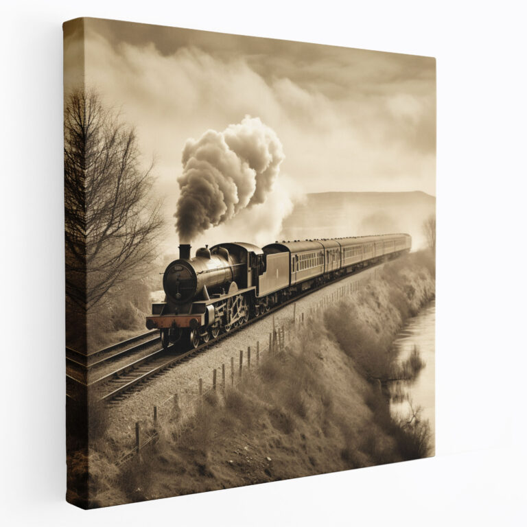 Klasik Duvar Sanatı: Vintage Tren Yolculuğu - Klasik Kanvas Duvar Sanatı Seffaf Fotoğraf Nostalji