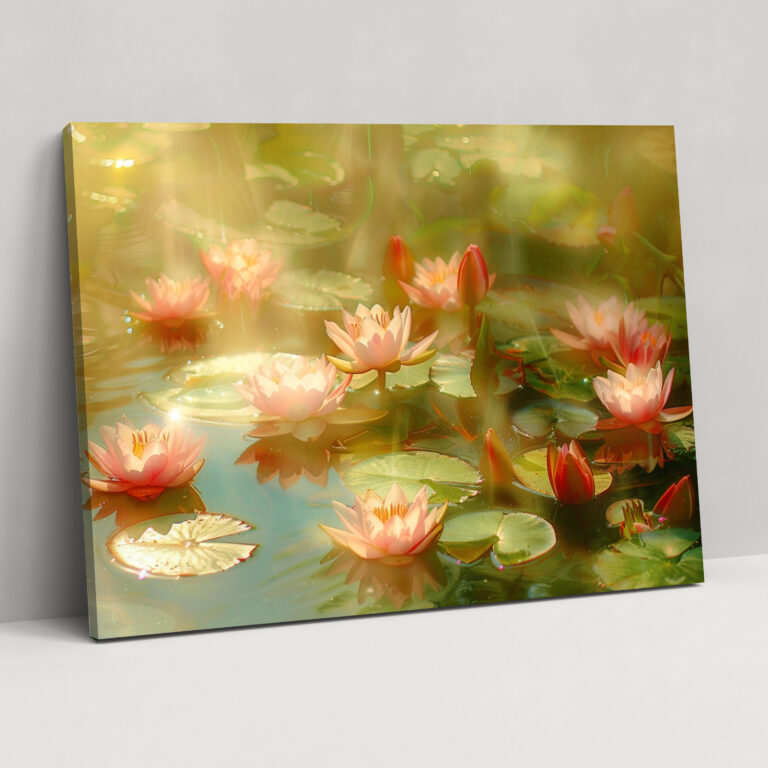 Claude Monet Tarzında Nilüferler Duvar Sanatı - Kanvas Tablo Duvar Dekorasyonu