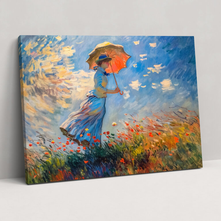 Claude Monet Şemsiyeli Kadın Duvar Dekorasyonu - Kanvas Tablo Ev Dekorasyonu