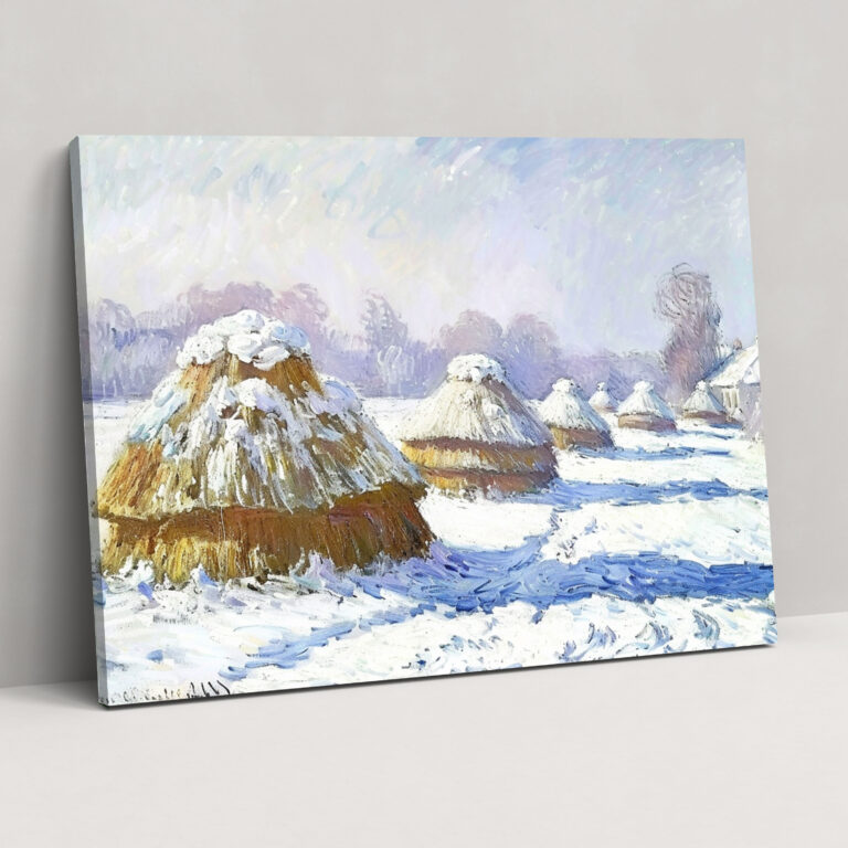Claude Monet Karlar İçindeki Samanlık Duvar Dekorasyonu - Kanvas Tablo Claude Monet