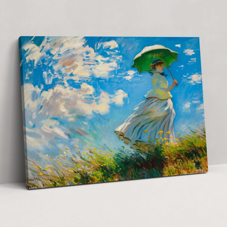 Claude Monet Şemsiyeli Kadın Duvar Dekorasyonu - Kanvas Tablo Sanatı Duvar Dekorasyonu