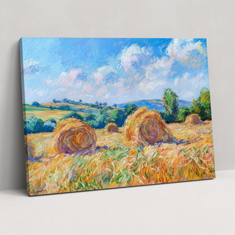 Claude Monet Buğday Yığınları Duvar Dekorasyonu - Kanvas Tablo Duvar Sanatı Dekorasyon