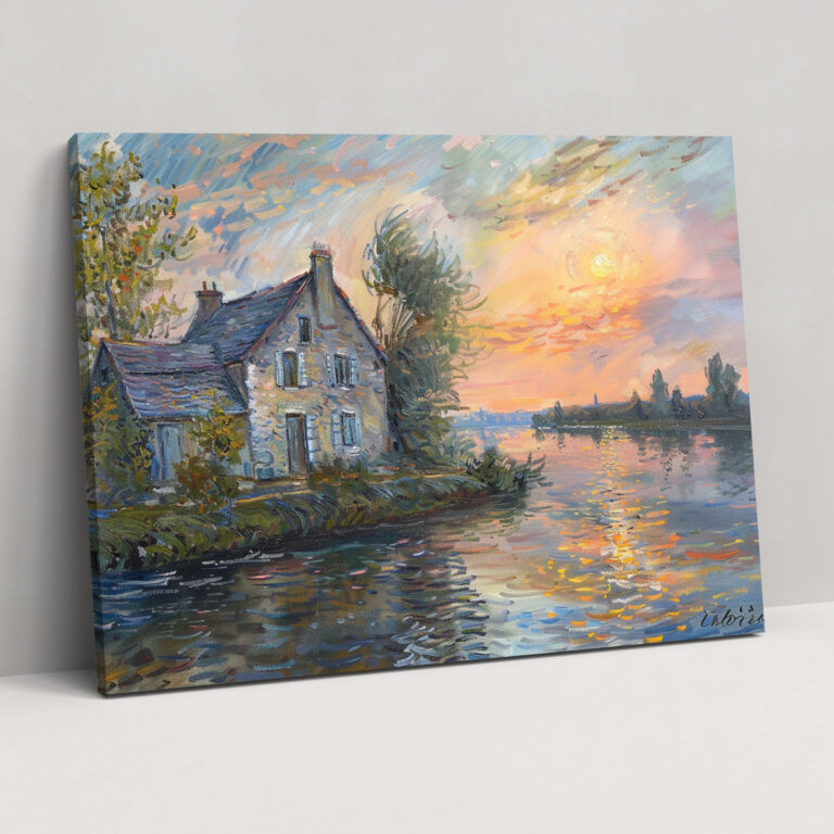 Şafak Vakti Büyüleyici Köy Manzarası Claude Monet Duvar Sanatı - Claude Monet Kanvas Tablo Duvar Sanatı