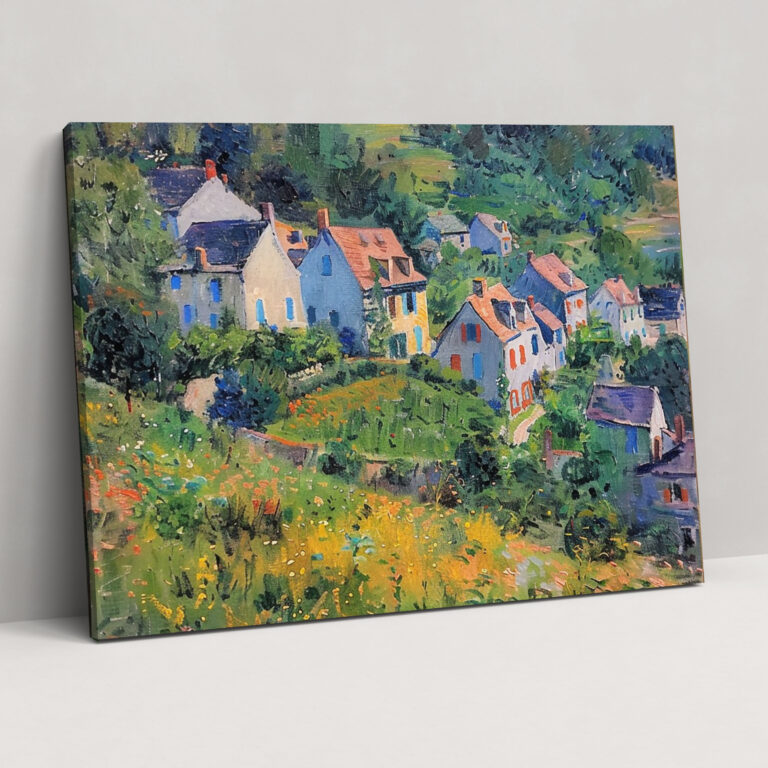 Claude Monet'in Renkli Köy Manzarası Kanvas Tablosu - Duvar Sanatı Ev Dekorasyonu