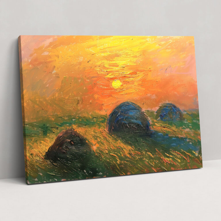 Altın Saat Hasır Yığınları Kanvas Tablo - Claude Monet Ev Dekorasyonu Kanvas Duvar Sanatı