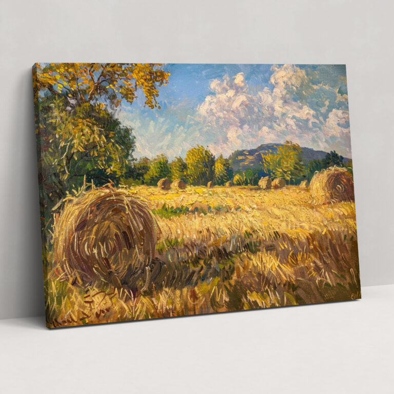 Tarla Manzaralı Samanlık Tablo Sanatı - Claude Monet Ev Dekorasyonu Kanvas Tablo Sanatı
