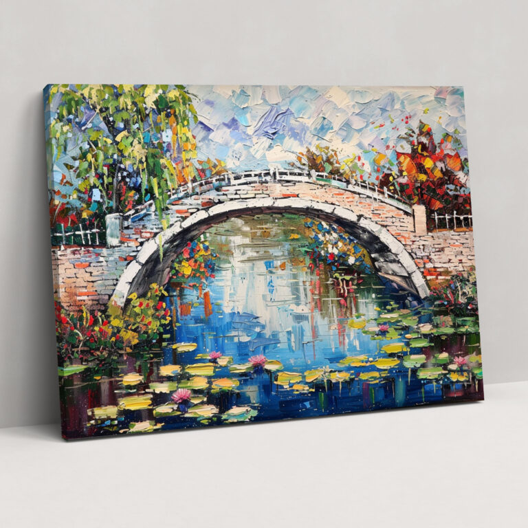 Empresyonist Claude Monet Köprü Manzarası Duvar Dekorasyonu - Kanvas Ev Dekorasyonu Duvar Sanatı
