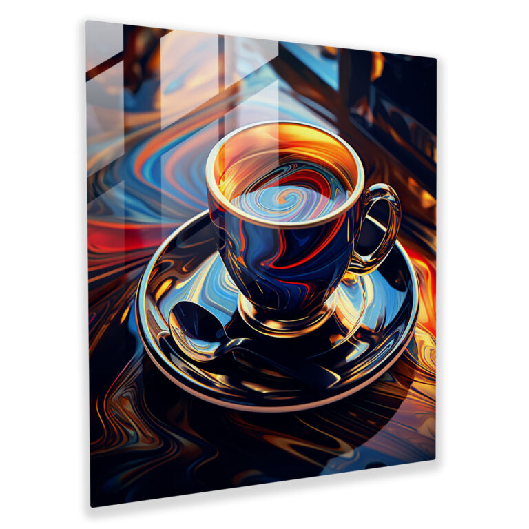 Coffee Delight - Cam Tablo Sanatı - Kahve Ev Dekorasyonu Güçlü Kontrastlar Modern Sanat