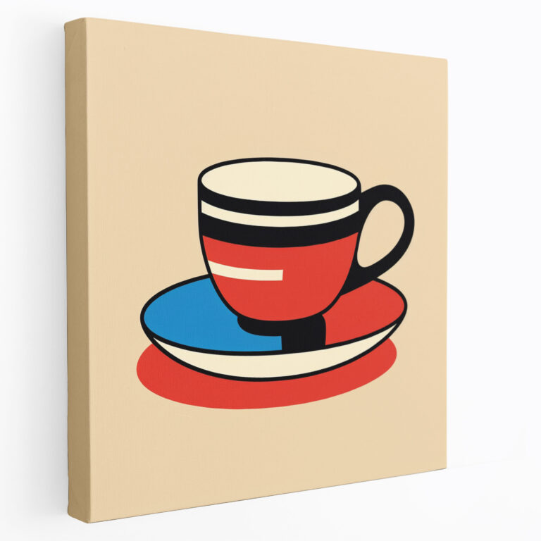 Kahve Kanvas Tablo - Minimalist Kahve Deseni İllüstrasyonu