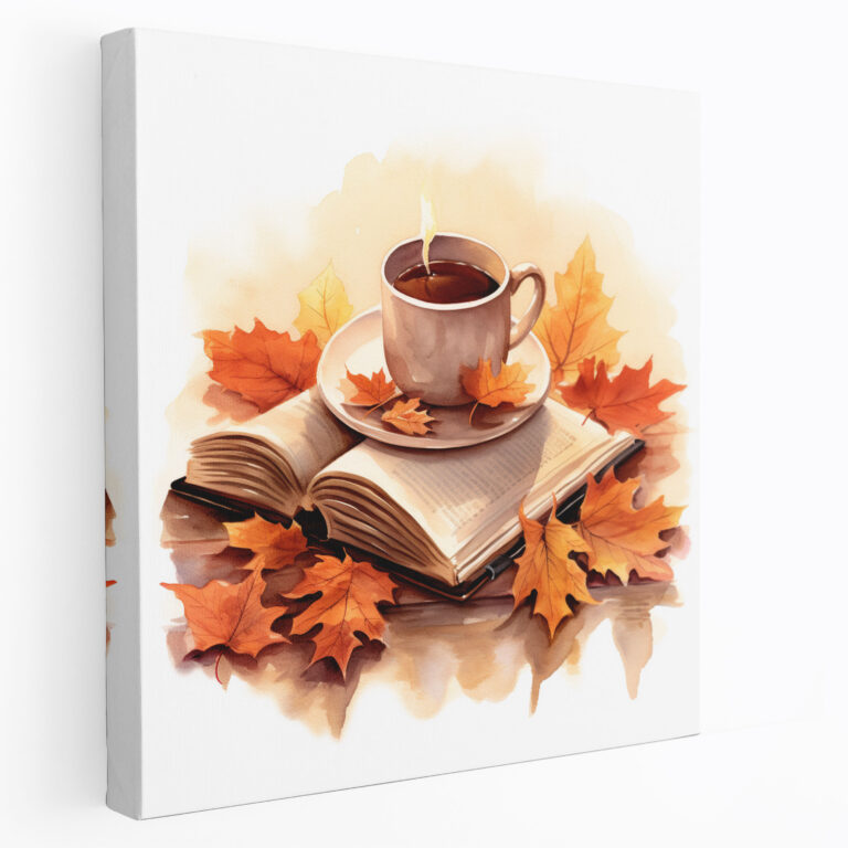 Kahve Kanvas Tablo Duvar Sanatı - Kitap Huzurlu Ortam Çekicilik