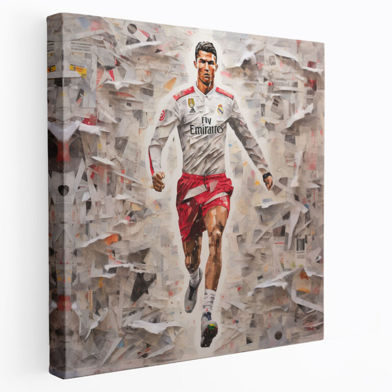 Cristiano Ronaldo Kanvas Tablo - Kolaj Sanatı - Cristiano Ronaldo Gazete Kesitleri Duvar Dekorasyonu Ev Dekorasyonu
