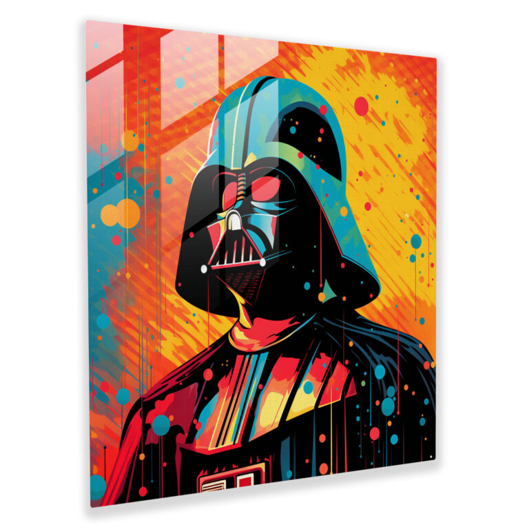 Pop Art Darth Vader Cam Tablosu - Darth Vader Yarım Ton Noktaları Modern Sanat Cam Sanatı