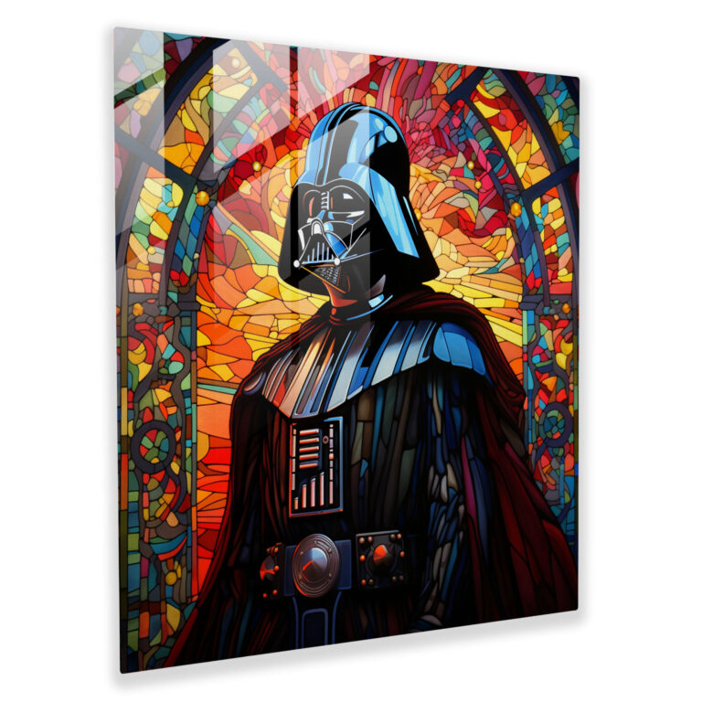 Renkli Darth Vader Silüeti - Cam Tablo Ev Dekorasyonu Modern Sanat Cam Sanatı