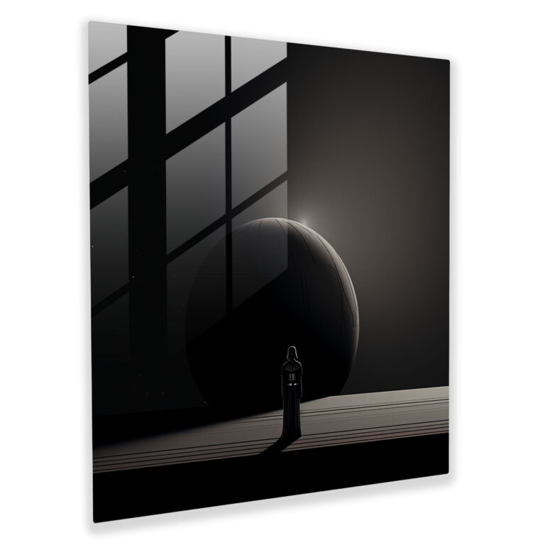 Darth Vader Temalı Minimalist Cam Tablo - Minimalist İllüstrasyon Cam Sanatı