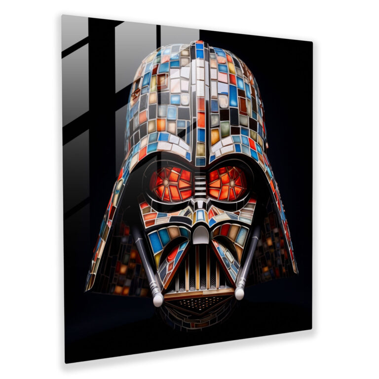 Darth Vader Geometrik Cam Tablo - Modern Sanat Ev Dekorasyonu Cam Duvar Sanatı