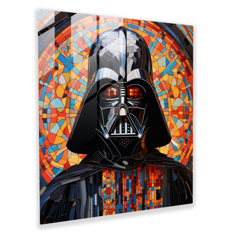 Geometrik Mozaik Darth Vader Cam Sanatı - Duvar Dekorasyonu Cam Sanatı