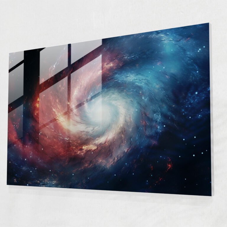Spiral Galaksi Cam Tablo - Dünya Cam Duvar Sanatı Kozmik Toz