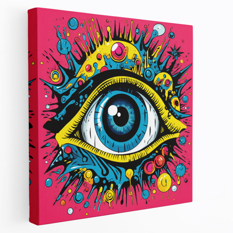 Pop Art Nazar Boncuğu Kanvas Tablo - Nazar Boncuğu Duvar Dekorasyonu Canlı ve Cesur Tasarım