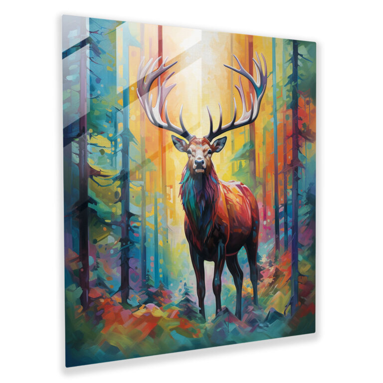 Elk Cam Tablo - Renkli Soyut Resim Modern Duvar Dekorasyonu - Elg Renkli Doğa Ev Dekorasyonu