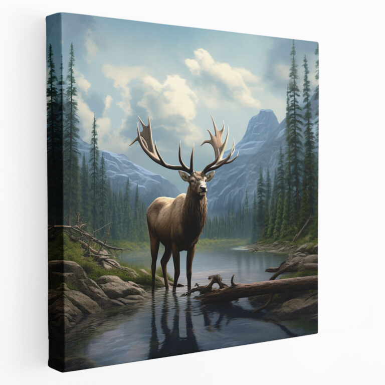 Elk Kanvas Tablo - 3D Yaban Hayatı - Elg 3D Sanat Eseri Duvar Sanatı