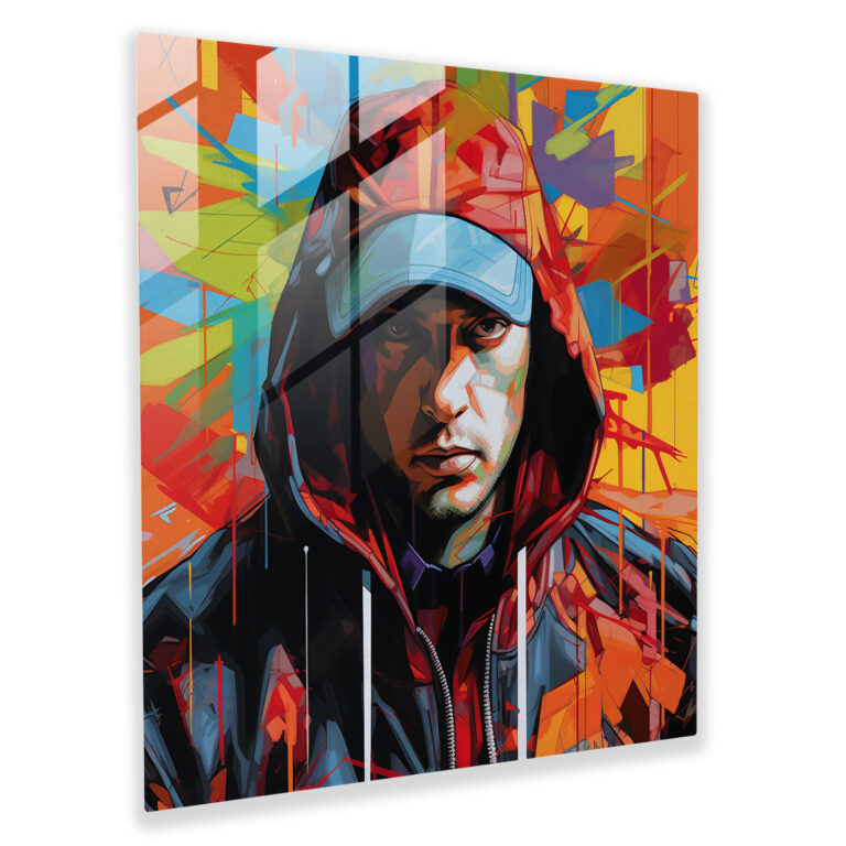 Eminem Cam Tablo Sanatı - Modern Sanat Cesur Çizgiler Cam Tablo