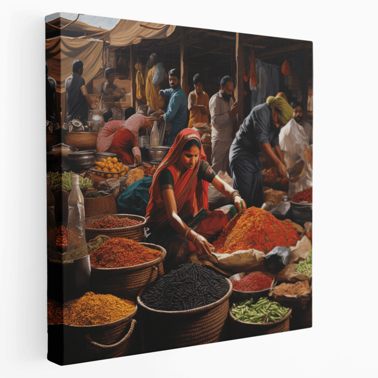 Canlı Baharat Pazarı Kanvas Tablosu