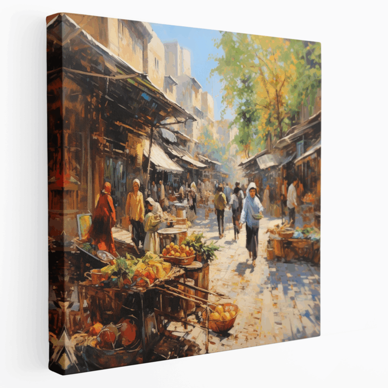 Canlı Sokak Pazarı Kanvas Tablo