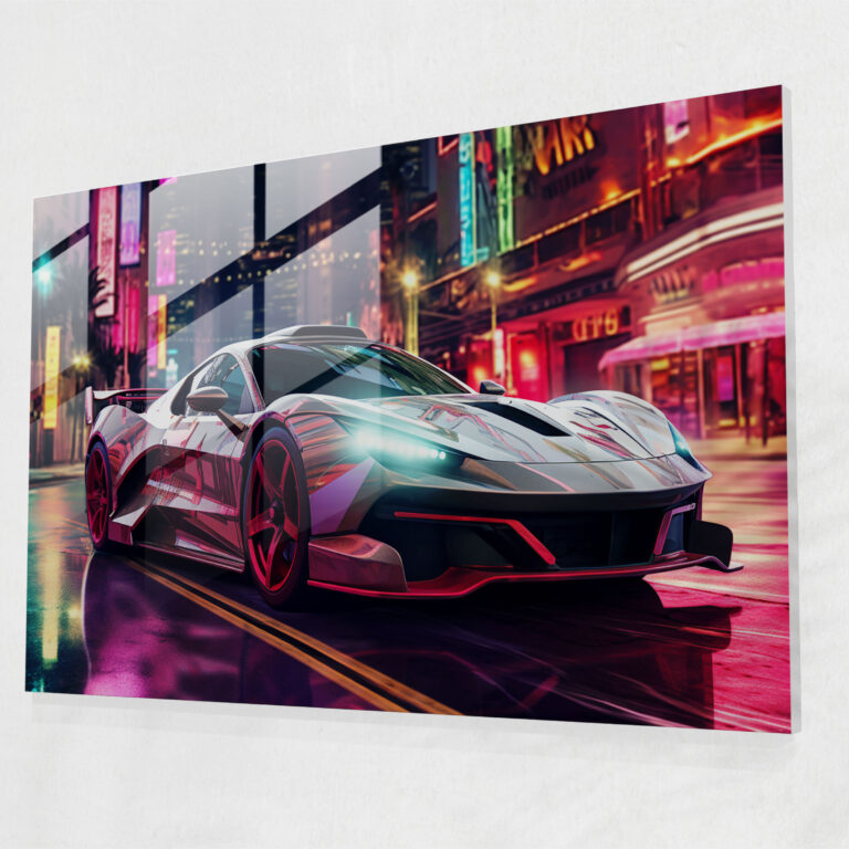 Ferrari Cam Tablo - Neon Şehir Hızı - Ev Dekorasyonu
