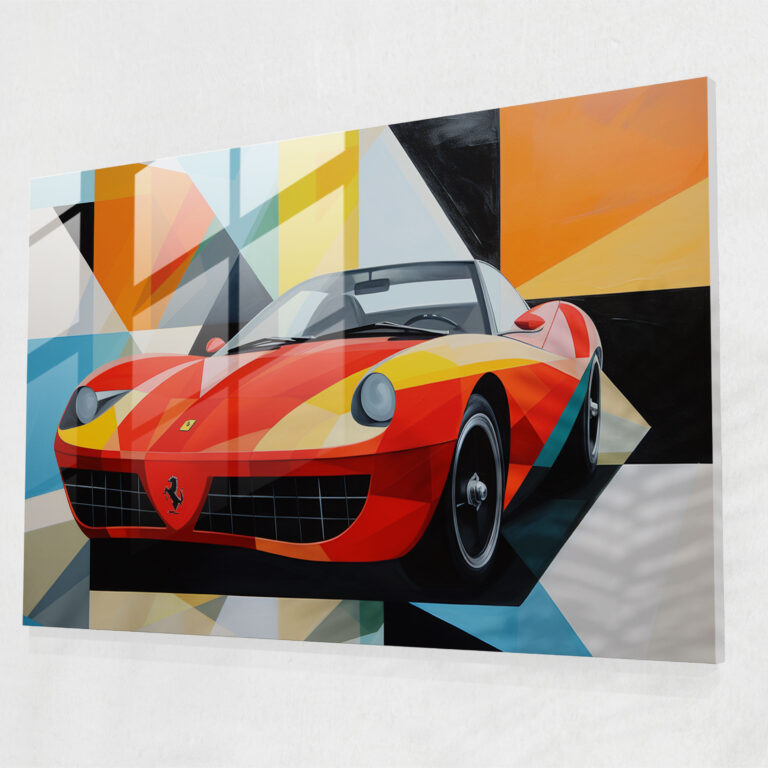 Ferrari Cam Tablo Sanatı - Geometrik Soyutlama Duvar Dekorasyonu