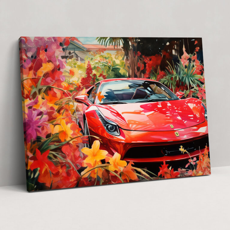Ferrari Kanvas Tablo - Ferrari Kanvas Suluboya Tablo Duvar Sanatı